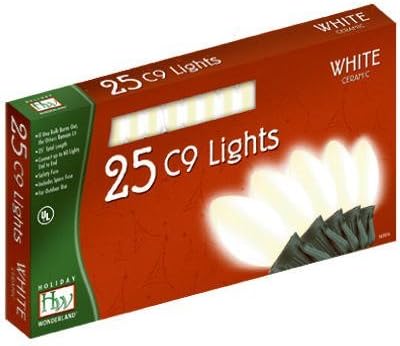 Holiday Wonderland2924W-88 25 Count White Ceramic C9 Christmas Light Set - Quantity 10