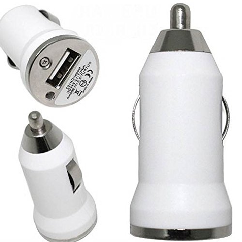 White Compact USB Car Charger Adapter for all Mobile Phones iPad, iPhone, iPod, Samsung, HTC, Blackberry, MP3 Players, Digital Cameras, PDAs, Apple, Android, Tablet (Pack of 3)