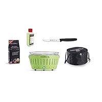  Lotusgrill Lotusgrill klein Edelstahl Stahl Kunststoff grün Camping Balkon Picknick ✔ rund ✔ tragbar rauchfrei ✔ Grillen mit Holzkohle ✔ für den Tisch 
