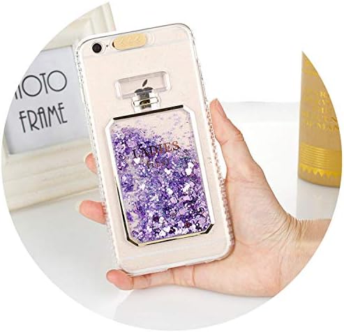 Luxury Bling Stars Dynamic Liquid Quicksand Clear Phone Case for iPhone X Max XR 7 8 6 6S Plus 5 5S SE Cover Led Flash Light Up,Purple,for iPhone 6 6S