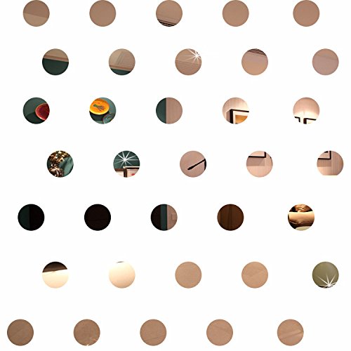 HEYING 3CM Round Acrylic Mirror Sticker,Adhesive Back Mirror Circle Wall Decal Wall Art 100PCS/LOT (Silver)