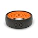 Groove Life Solid Black/Orange Ring - Breathable Silicone Wedding Rings for Men, Lifetime Coverage, Unique Design, Comfort Fit Ring - Size 11