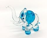 HAND BLOWN Art Glass,Blue Elephant Miniature Animals Collection, Dollhouse Miniatures, By Audomna Shop.