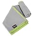 EZOWare Microfiber Towel for Pool, Travel, Beach, Bath, Gym, Camping - Gray and Green Trim/Medium, Super Absorbent Quick Dry with Carry Pouch