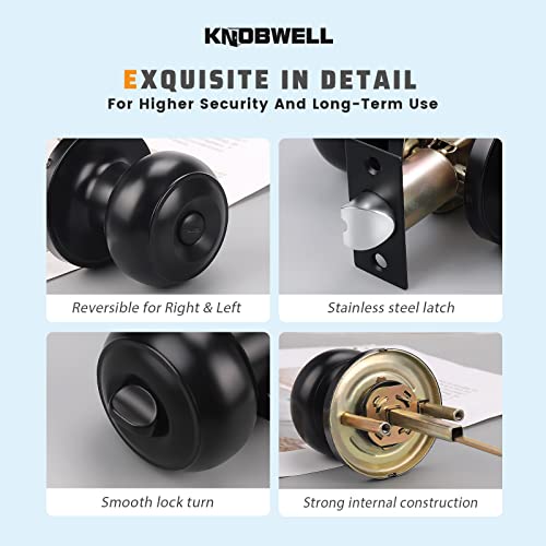 KNOBWELL 10 Pack Privacy Door Knobs with Lock for Bedroom or Bathroom