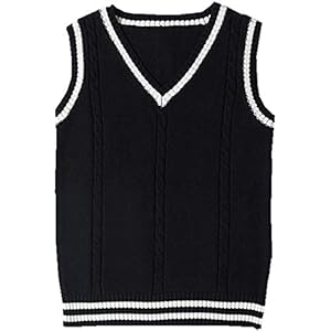 Vrouwen Mouwloos Tank Vesten Gebreide Truien Gilets Truien Cosplay Kostuum Klassieke School Leuke V-hals School Uniform…