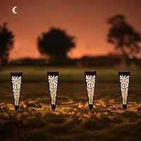 Go2garden Solar Outdoor Lights, Pathway Light Flame Pattern Waterproof, 8 Lumens LED Landscape Lighting for Yard, Walkway,Garden, Path,Patio(Black)