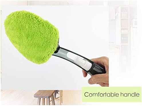Sankirtan Duster Cleaning Brush Household Car Washing Windows Floor Cleaner Dust Cleaning Tool Spray-Handle Refillable Microfiber and Chenille Duster Refills (Black – Green)