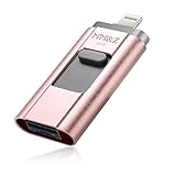 USB Flash Drive 128GB, Kimiandy USB 3.0 OTG Jump Drive Pen Drive Compatible iPhone/iPad/PC/Android, External Storage USB 3.0 Adapter Expansion (128GB Gold)