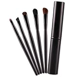 Mokale 5 pieces Professional Eyeshadow Brush Makeup Kit Designer Cosmetic Eye Makeup Tools with Luxury Case Synthetic & Goat Hair Stylish Ergonomic Handles At Home or Travel
