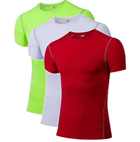 Spandex Crew Neck Undershirt for Men Compression Short Sleeve Sport Athletic Gym Work Out Shirt Basketball Running Base Layer Big And Tall 3XL Size XXXL