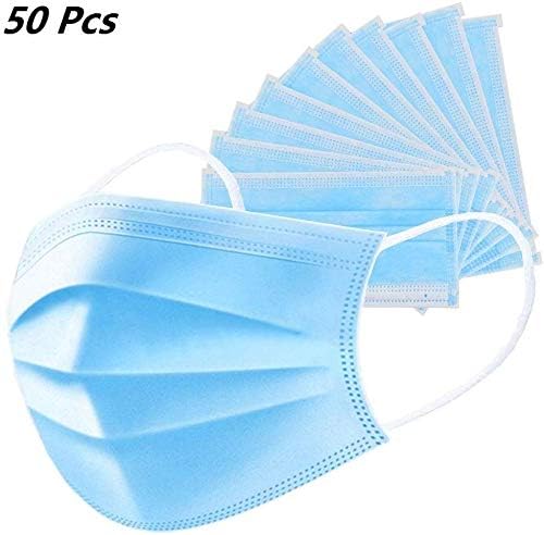 50 Pcs Disposable 3-Layer Masks, Medical Disposable Earloop Surgical Face Masks Protection