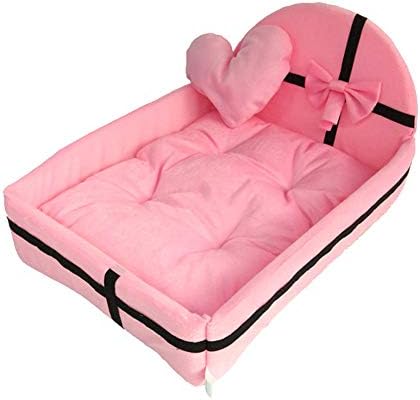 Ferrell 1 Pcs Detachable Pet Bed Dog Puppy Cat Nest Soft Warm for Sleeping (S, Pink)