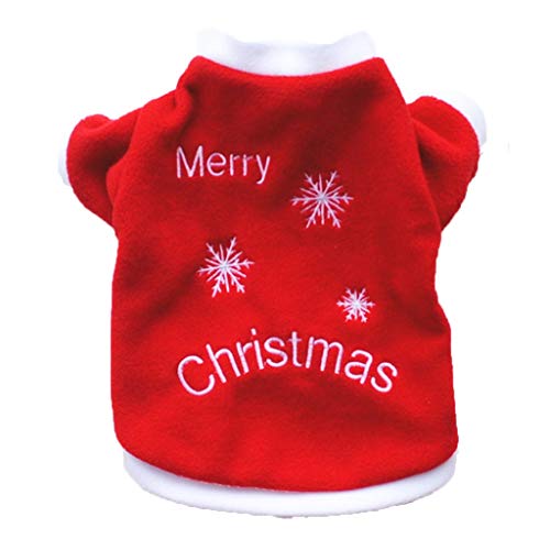 Chezaa Pet Clothes Christmas Santa Dog Costume Apparel Outfits Vest Pullover Jackets Snowflake Print Plush for Puppy Medium Large Dogs Cats New Year Clothing - Thumbnail 4