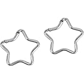 2Pcs Silver Carabiner Clip, Star Shaped Climbing Buckle, Aluminum Alloy Heavy Duty Keyring Hook for Camping Fishing Hiking Traveling Aluminum Key Chain Clip Accessories Outdoor, Accessories