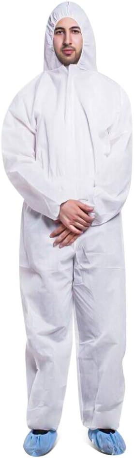 LENTIA Disposable Protective Coverall with Elastic Wrist, Ankle and Hood, Microporous, FDA, X-Large, White (1 Pack)