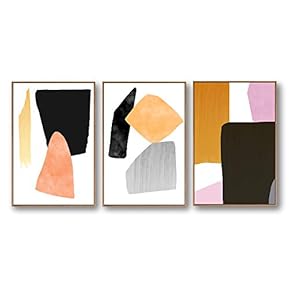 3 Piece Framed Canvas Home Artwork Decoration Abstract Color Block Canvas Wall Art for Living Room, Bedroom - 16"x24"x3 Panels