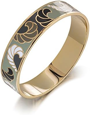 Women's Thick Fashion Bangle 18K Gold Plated Stainless Steel and Copper