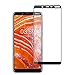 IDEA LINE Textured Embossed Lines Hard Plastic PC TPU Hybrid with Tempered Glass Screen Protector for Nokia 3.1 Plus - Black