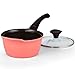 Cook N Home 1.7 Quart Nonstick Ceramic Coating Die Cast Saucepan with Lid, Pink