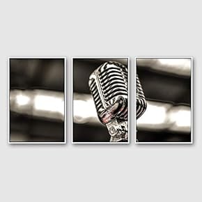 Framed Canvas Wall Art for Living Room, Bedroom Microphone Canvas Prints for Modern Home Decoration Ready to Hang - 16"x24"x3 Panels