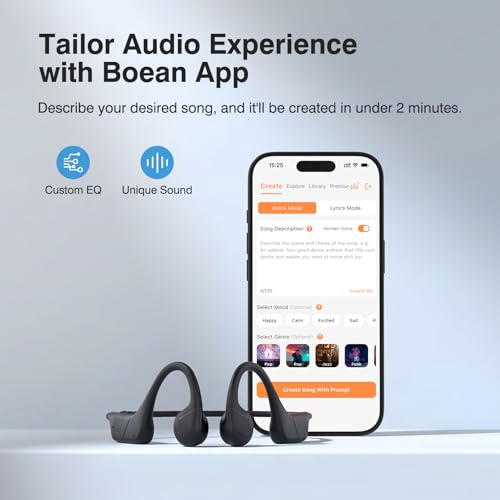 CXK Bone Conduction Headphones IPX8 Waterproof Swimming Headphones, Bluetooth 6.0 Open Ear Earbuds MP3 Mode with 32GB Memory, 12H Playtime, Underwater Wireless Headset Secure Fit for Running, Cycling