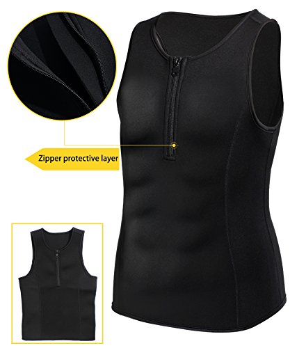 image for Junlan Men Hot Neoprene Workout Sauna Tank Top Zipper Waist Trainer Ve