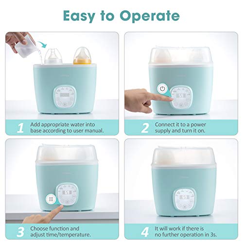 Baby Bottle Warmer, Pelaby 6-in-1 Milk Warmer with Fast Heating, Timer, LCD Touch, Steam Sterili-ze, Temperature Control, Auto Power-off, Defrost Food, BPA-Free Baby Food Warmer for Breastmilk/Formula