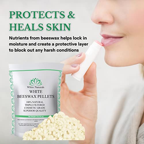 White Naturals White Beeswax Pellets 1 lb (16 oz), Pure, Natural