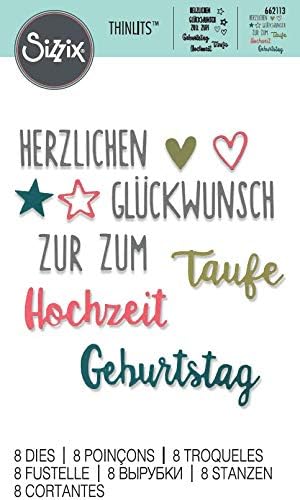 Sizzix Thinlits Die 8PK-Herzlichen Glückwunsch (Congratulations Set), Metal, Multi-Colour, 17.9 x 9.3 x 0.2 cm - Image 4