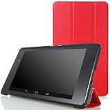 MoKo Google New Nexus 7 FHD 2nd Gen Case - Ultra Slim Lightweight Smart-shell Stand Cover Case for Google Nexus 2 7.0 Inch 2013 Generation Android 4.3 Tablet, RED (With Smart Cover Auto Wake / Sleep Feature)