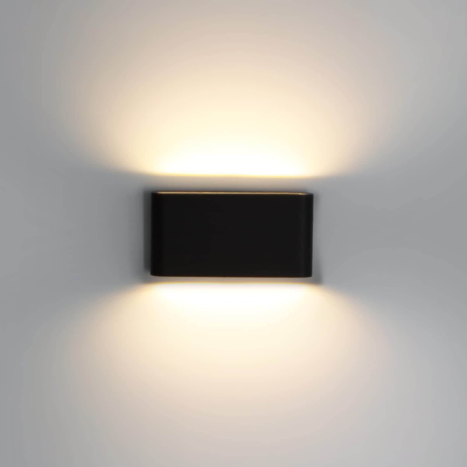 Kerry LED Wall Light, 12W 3000K Up and Down Wall Sconce, IP44 Modern Black Aluminum Outside Lighting Mains Powered, Wall Mounted Lamp Living Room Bedroom Hallway Staircase Bathroom
