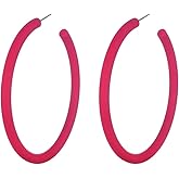 Kercisbeauty Acrylic Tube Blue Hoop Earrings for Women Girls Sterling Silver Piercing Jewelry Y2k Retro Cute Earrings (Black)