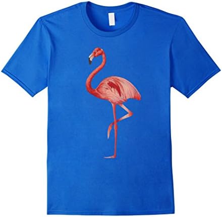 Mens Beautiful Pink Flamingo Painting T shirt Animal Lovers Gift Large Royal Blue