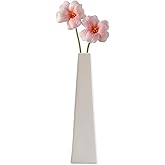Small Ceramic Bud Vase Square Flower Single Stem Vases White Vase Modern Home Decorative Floral Centerpiece for Wedding and Office (White)