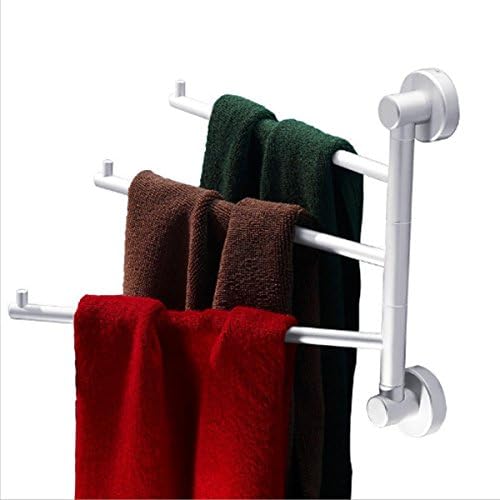 Cinlv 3 Swivel Aluminum Swing Out Towel Bar Folding Arm Swivel Hanger Bathroom Storage Organizer Space Saving Wall Mount