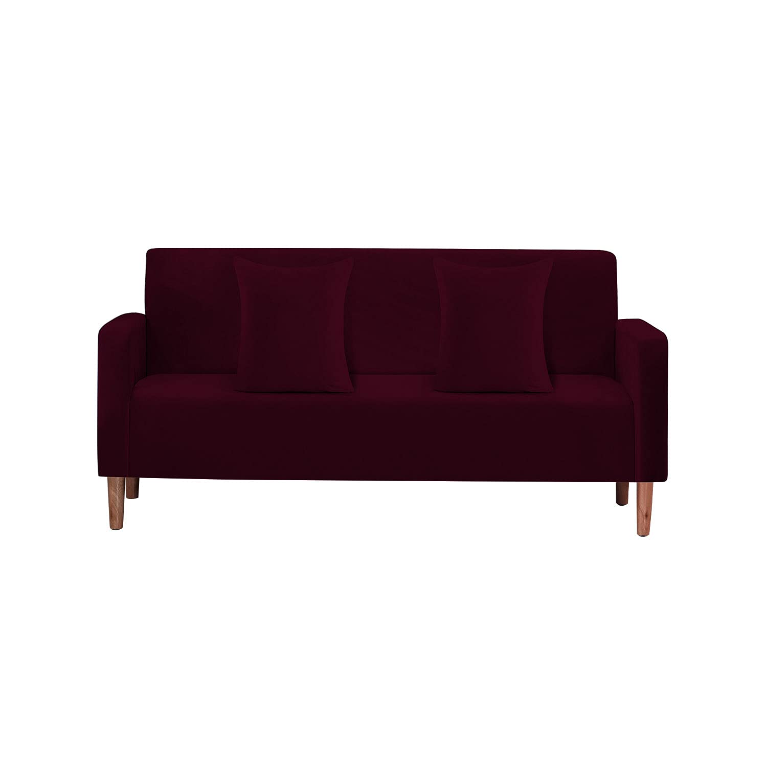 WedDecor Thick Velvet Sofa Cover 2 Seater Crushed Couch Slipcover, Super Stretch, Non-Slip Soft Plush Sofa Furniture Protector for Living Room, Machine Washable, Wine Red, (145 x 185cm)