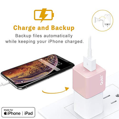 Flash Drive for iPhone, Auto Backup Photos & Videos, Photo Stick for iPhone, Qubii Photo Storage Device for iPhone & iPad【128GB - Pink】