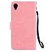Xperia X Performance Case Premium Vintage Emboss Floral PU Leather&Soft TPU[Card/Cash Slots][Wrist strap]Wallet Magnetic Flip Case For Sony Xperia X Performance Case-LEMY JOURNEY (Tree-Pink)
