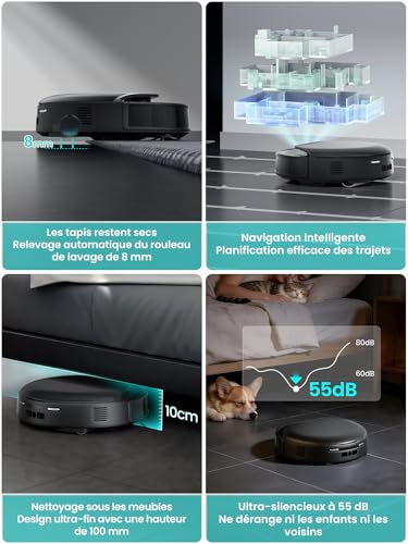 Lefant M5Pro Robot Vacuum Cleaner Washer, 18000 Pa, Instant Automatic Cleaning with Wheeled Mop, 75°C Mop Wash in Hot Water, 8mm Mop Lift, 5G/2.4G WiFi