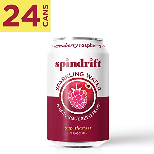 Spindrift Sparkling Water, Cranberry Raspberry Flavored, Made with Real Squeezed Fruit, 12 Fluid Ounce Cans, Pack of 24 (Only 8 Calories per Seltzer Water Can)