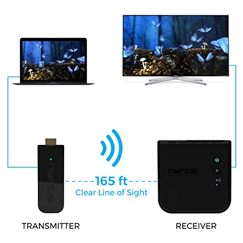 Nyrius Aries Pro+ Wireless HDMI Video Transmitter & Receiver to Stream 1080p Video up to 165ft from Laptop, PC, Cable Box, Game Console, DSLR Camera to a TV, Projector or Boardroom Screen (NPCS650)