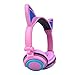 Kids Headphones Cat Ear Headphones LED Flashing Lights (Pink)