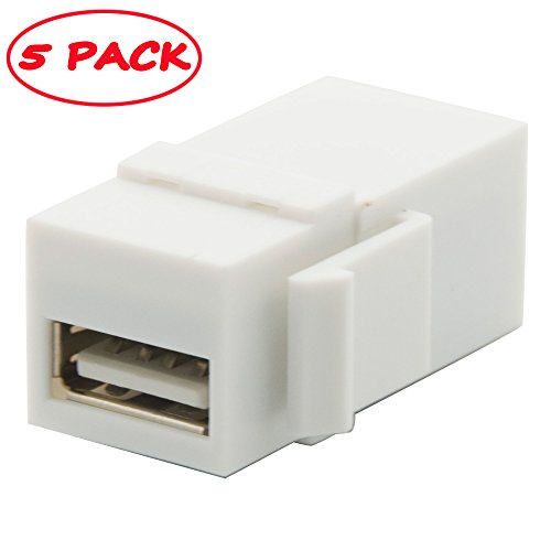 YinXiong (5-Pack) Keystone USB 2.0 Jack Female to Female Connector Coupler Adapter