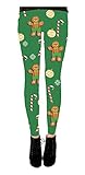 Gingerbread All Over Green Juniors Ugly Christmas Leggings
