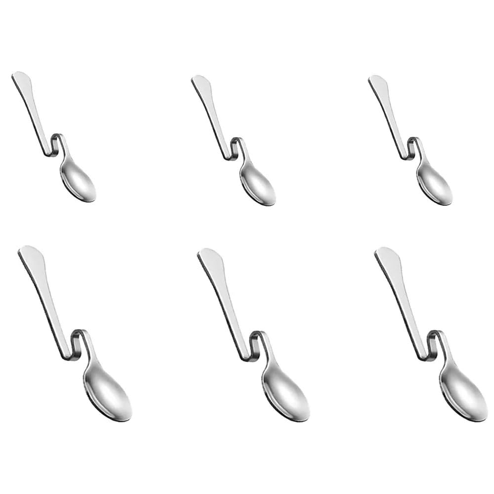 LATRAT Pack of 6 Stainless Steel Jam Spoons with Curved Handles