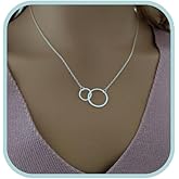 Interlocking Circle Necklace 925 Sterling Silver/Unity Link/Layering/Gift for Her