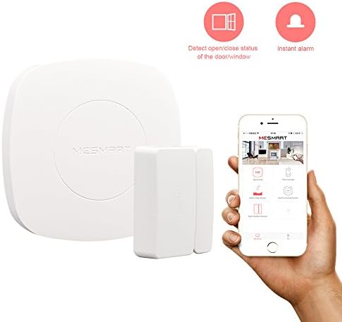 MESMART Smart Magnetic Sensor Home Hub Included Wireless House Privacy Security Protector Door Window Drawer Garage Cabinets Close Open Reminder Notification Alarm on APP, Compatible with Amazon Alexa