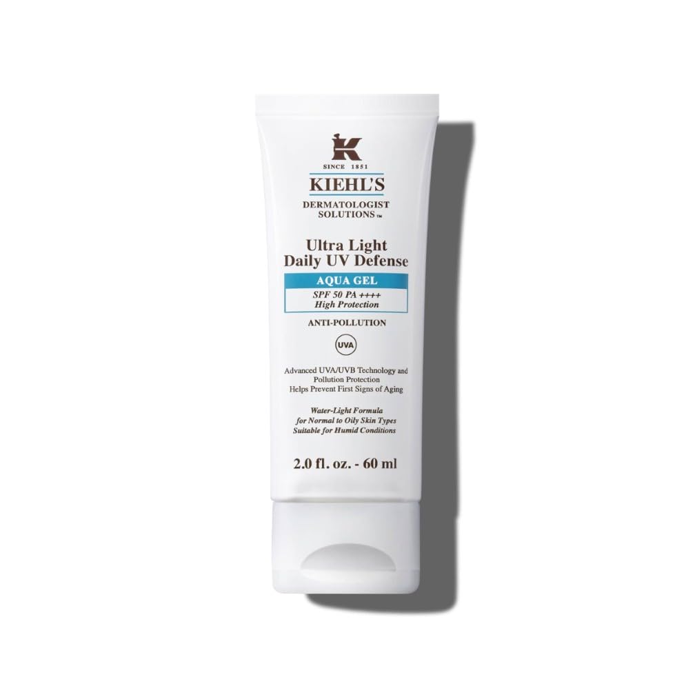 Kiehl’s Ultra Light Daily UV Defence Aqua Gel SPF 50 PA++++ Non-Comedogenic Lightweight Sunscreen for Oily Skin, 60Ml