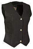 Milwaukee- Ladies Side Lace 4 Snap Front Denim Vest (BLACK)